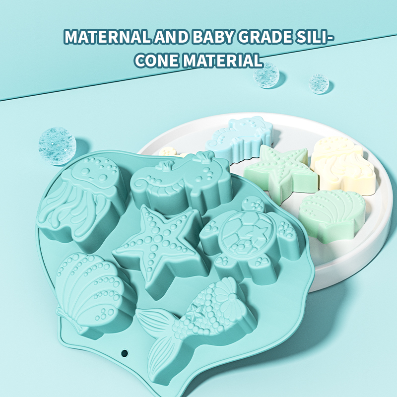 Kitchen Baking Utensils - Cetakan Silikon Fondant Laut Bentuk Cangkang,