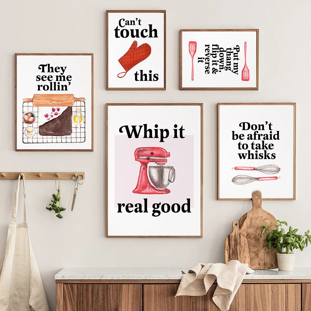 Kitchen Baking Quotes - Lukisan Kanvas Seni Dinding Kata-kata Lucu