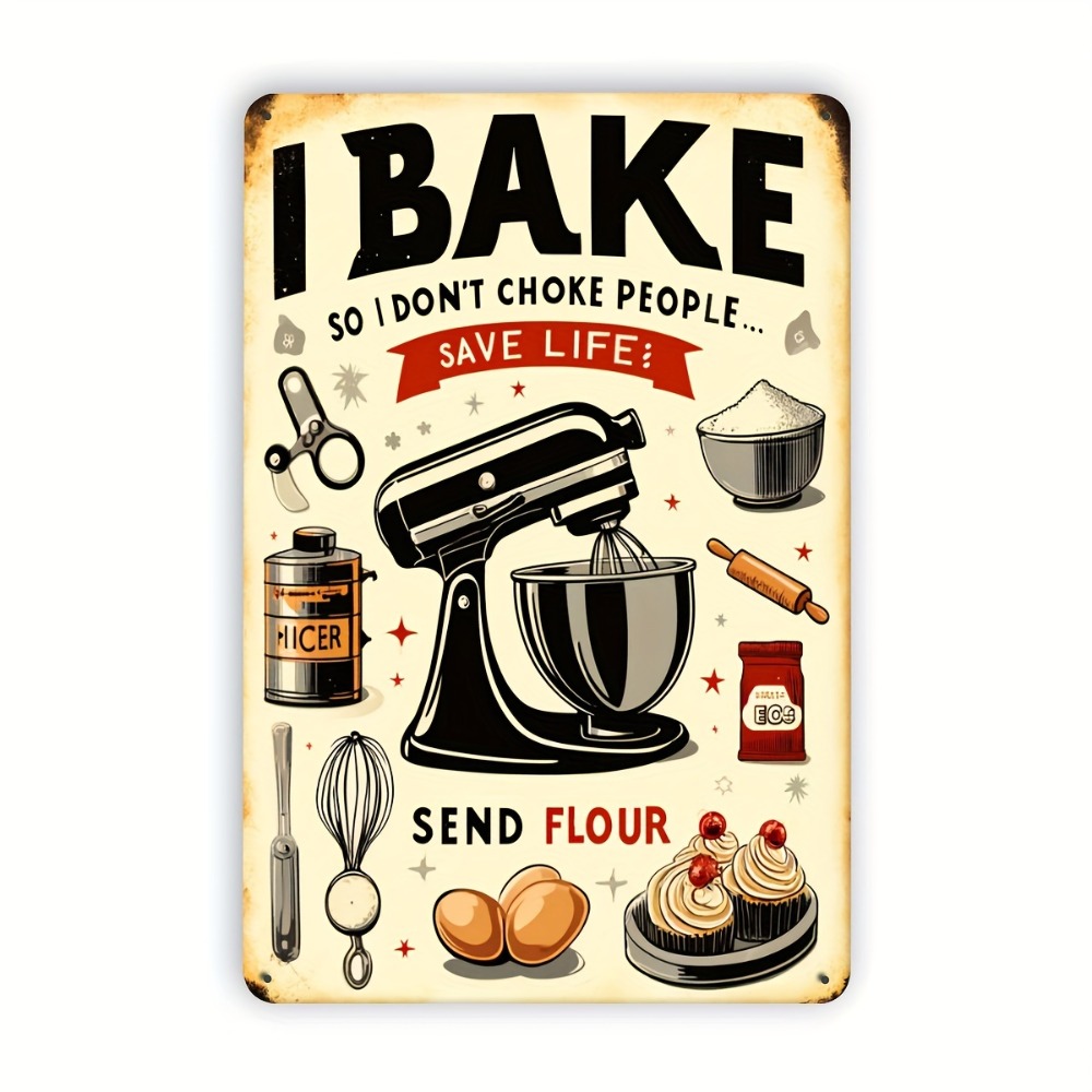 Kitchen Baking Quotes - Papan Logam Humor Kue Kering Bergaya