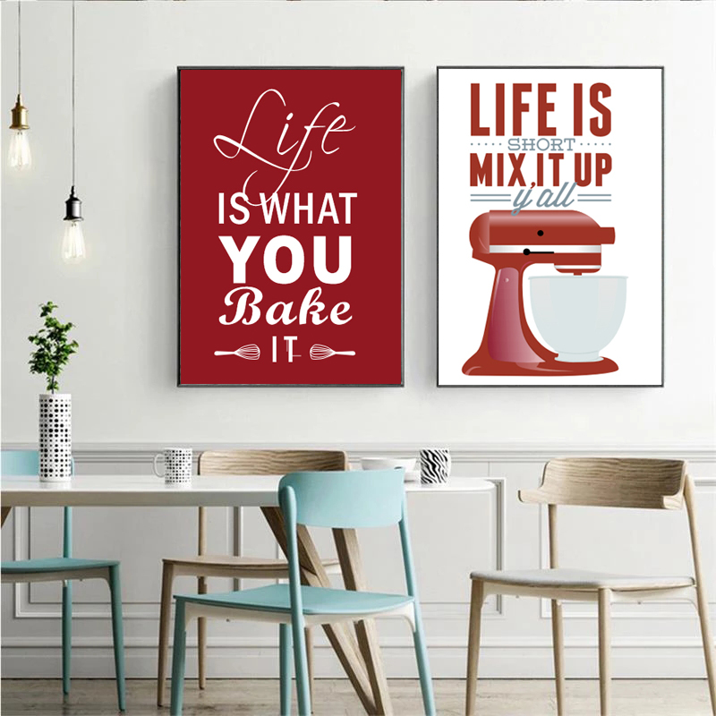 Kitchen Baking Quotes - Lukisan Kanvas Seni Dinding Nordic Baking