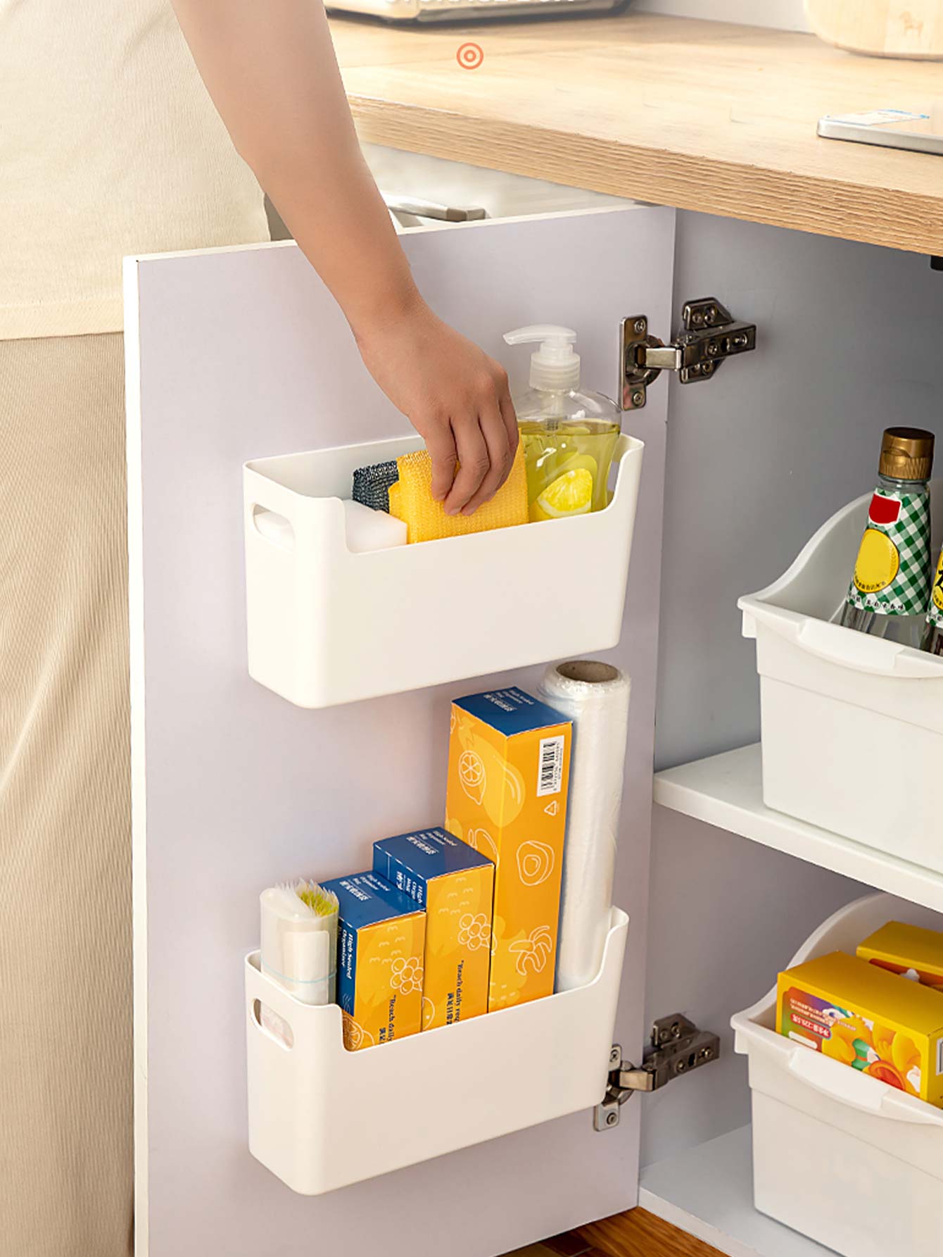 Kitchen Baking Tray Storage - Kotak Penyimpanan Dinding Plastik Tanpa Paku,