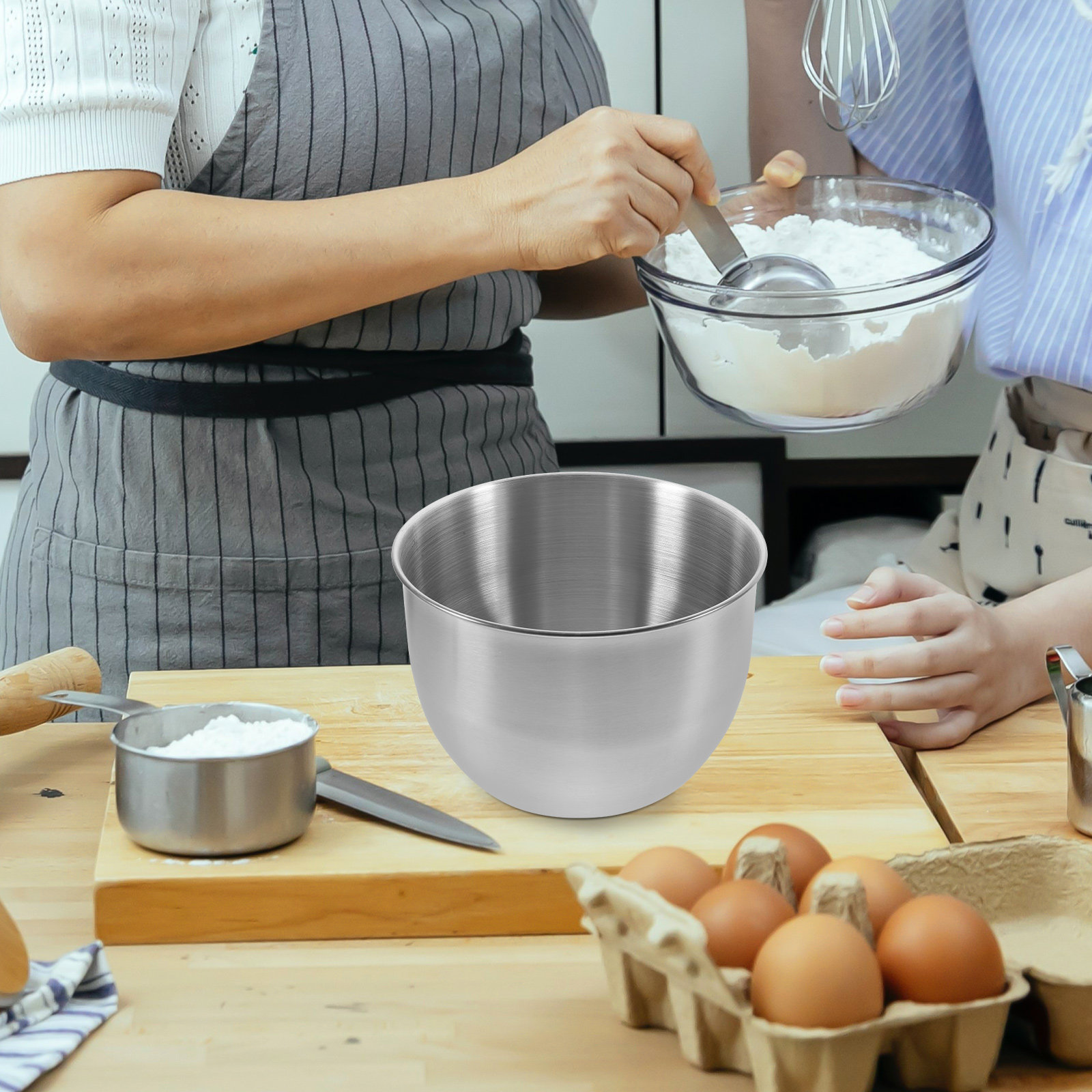 Kitchen Baking Cooking - Mangkuk Pencampur Stainless Steel Tebal, Mangkuk