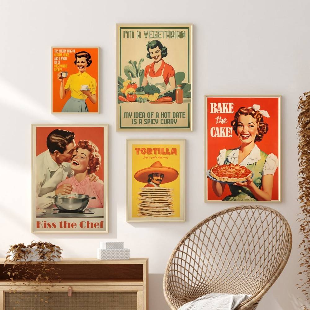 Kitchen Baking Quotes - Poster Kertas Kutipan Dapur Retro 50an
