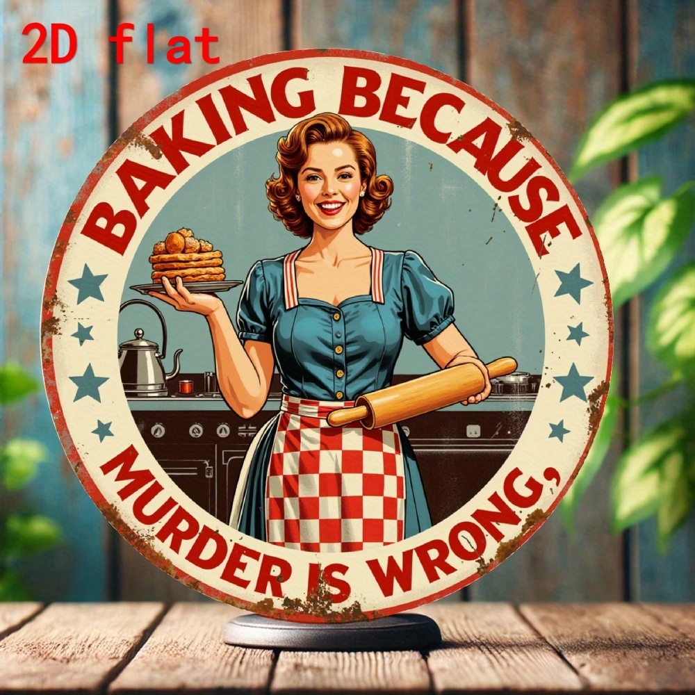 Papan Aluminium Bulat Vintage  - Kitchen Baking Quotes ulasan dan harga
