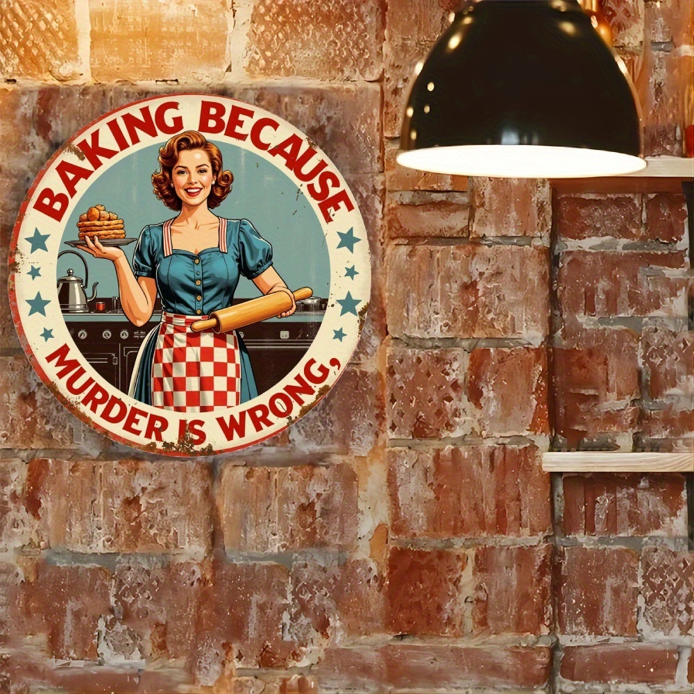 Papan Aluminium Bulat Vintage  - Kitchen Baking Quotes ulasan dan harga