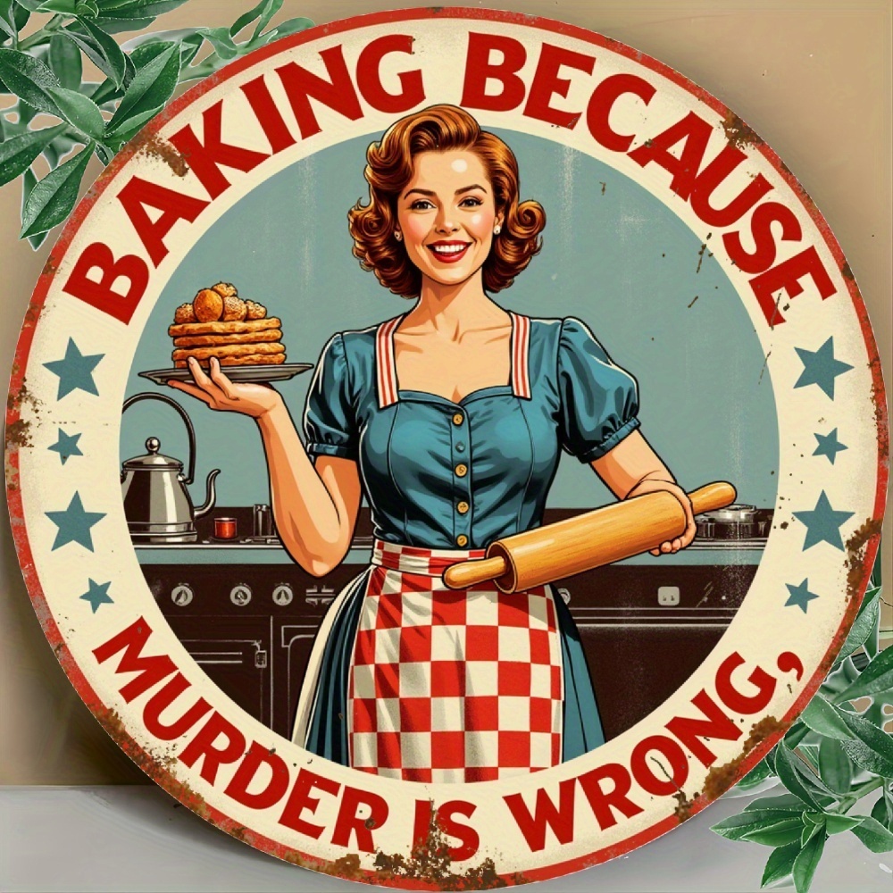 Papan Aluminium Bulat Vintage  - Kitchen Baking Quotes ulasan dan harga