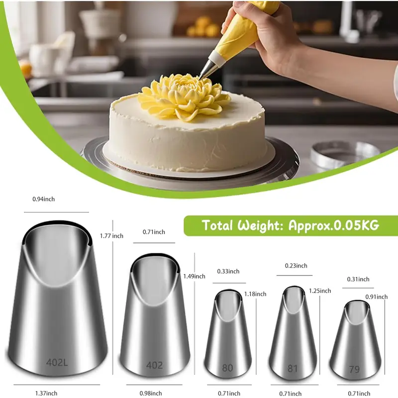 5 Buah Set Nozel Pipa Baja Tah - Kitchen Baking Kit ulasan dan harga