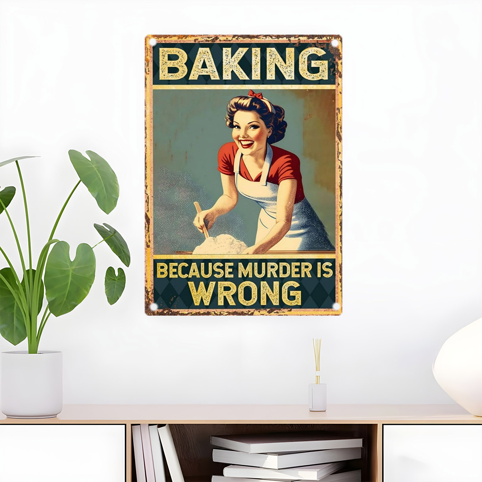 Tanda Dekorasi Dinding Logam V - Kitchen Baking Quotes ulasan dan harga