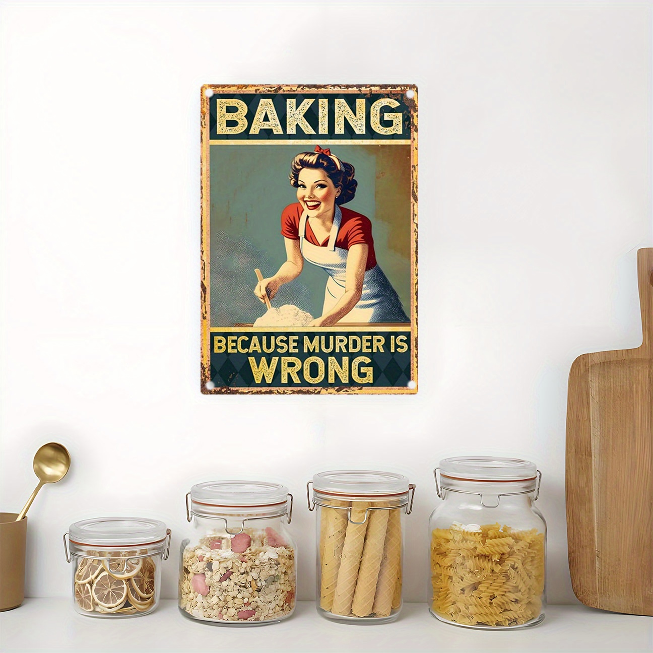 Tanda Dekorasi Dinding Logam V - Kitchen Baking Quotes ulasan dan harga