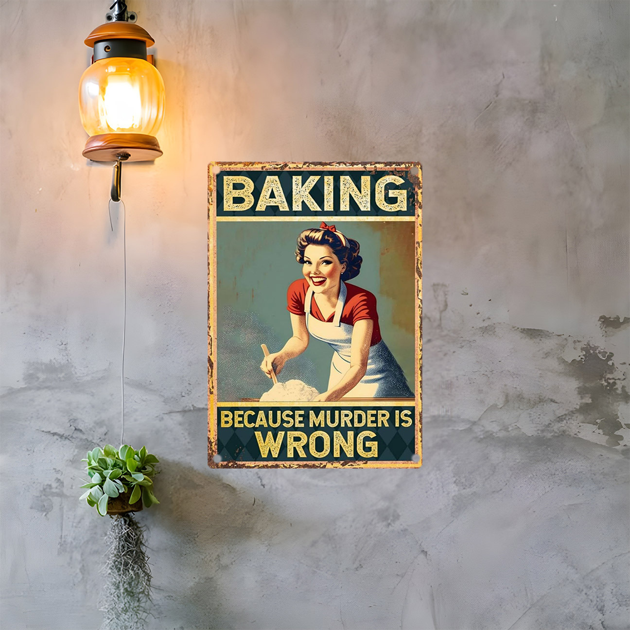 Tanda Dekorasi Dinding Logam V - Kitchen Baking Quotes ulasan dan harga