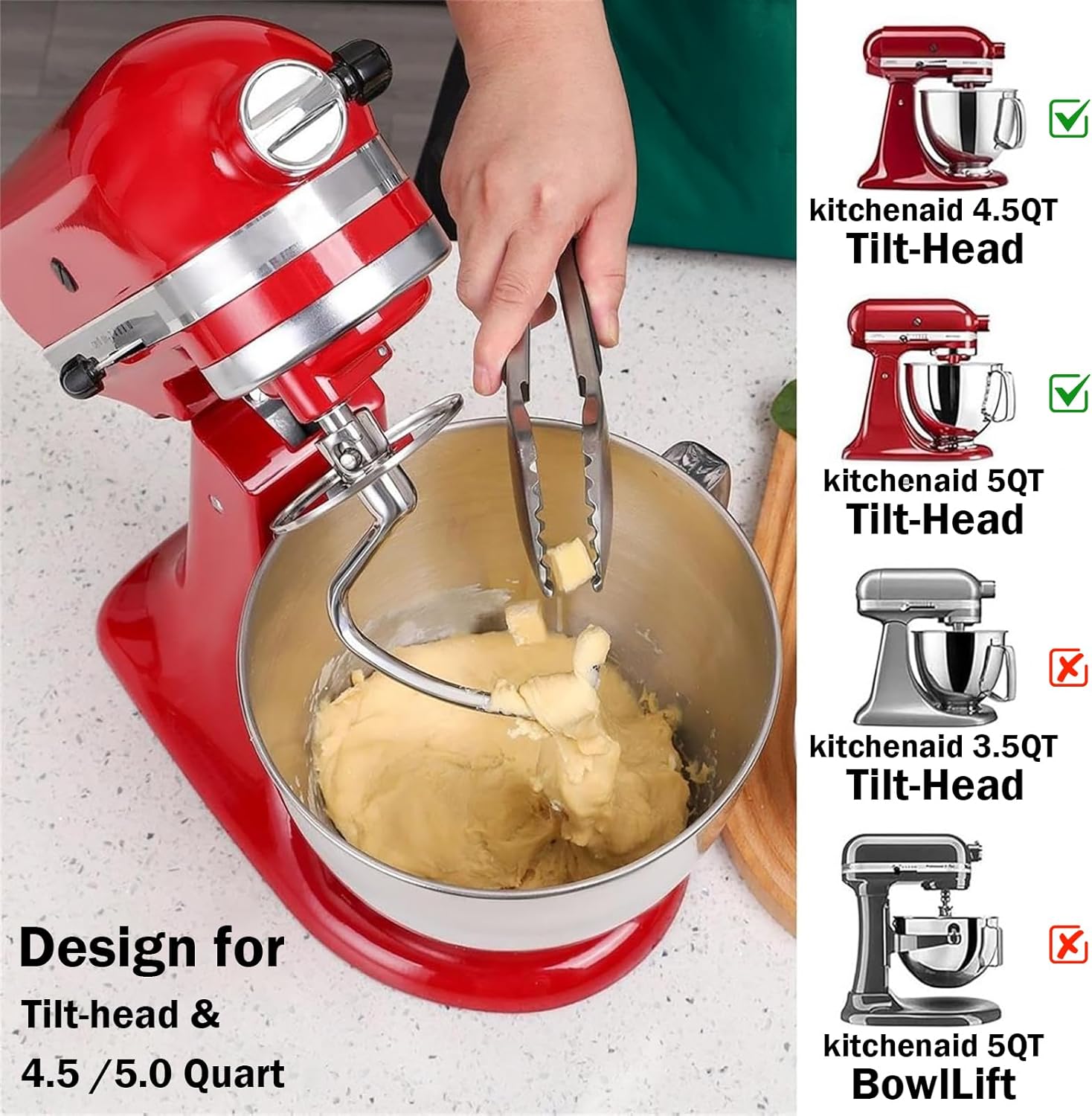 Hook Adonan Stainless Steel de - Kitchenaid Baking Set ulasan dan harga