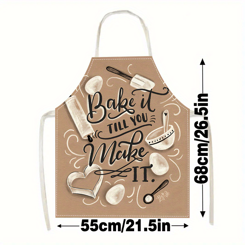 1 Buah Celemek Cetak Beige Mot - Kitchen Baking Quotes ulasan dan harga